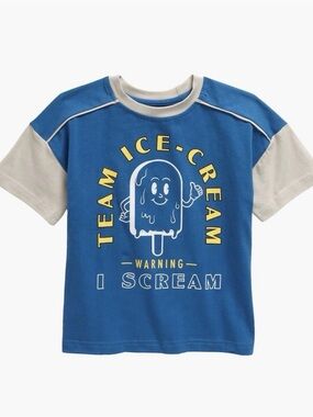 Tiny Tribe Kids Team Ice Cream Color Block Cotton Graphic T-shirt